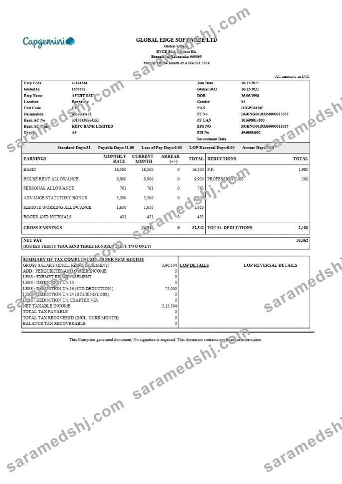 Global Edge Software payslip template in Word and PDF formats.pdf, 1